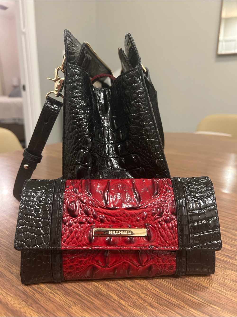 Brahmin Finley Vintage Satchel, Wallet, & Card Holder - Picture 3 of 6